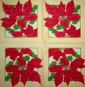 085 Weihnachten Blumen - 3-lagig (creme/Rand grün) - Ihr